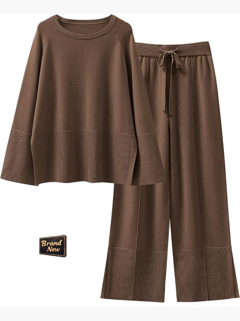 Oversized Knit Sweater Set Wide Leg Pant Matching Lounge Pajama